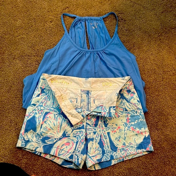 Rare Lilly Pulitzer Callahan Shorts and Matching Tank Top - Picture 2 of 10
